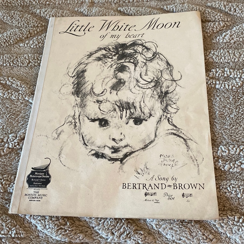 Antique 1919 Little White Moon Of My Heart Bertrand Brown Sheet music!